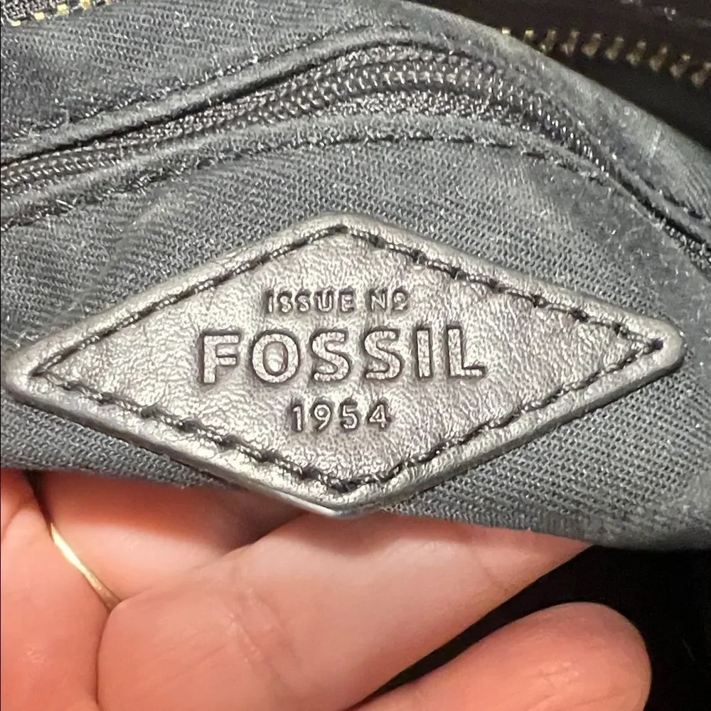 Fossil Emma Black Leather Tote with Key Accent